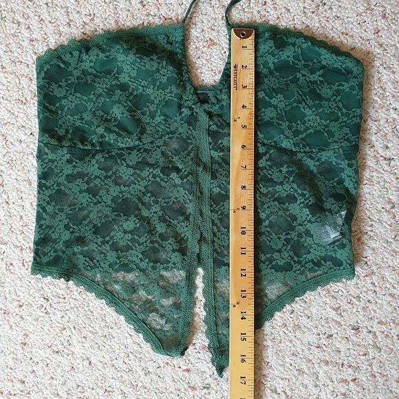 Butterfly Fly Away Cami Top L Kelly Green Lace Sheer Halter Open Y2K Halter - Picture 9 of 9